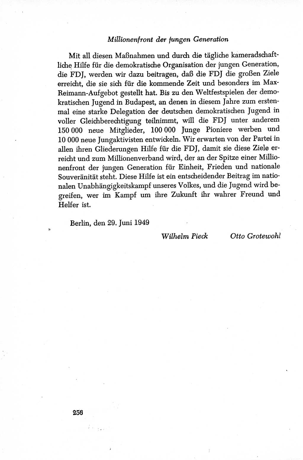 Dokumente der Sozialistischen Einheitspartei Deutschlands (SED) [Sowjetische Besatzungszone (SBZ) Deutschlands/Deutsche Demokratische Republik (DDR)] 1948-1950, Seite 256 (Dok. SED SBZ Dtl. DDR 1948-1950, S. 256)