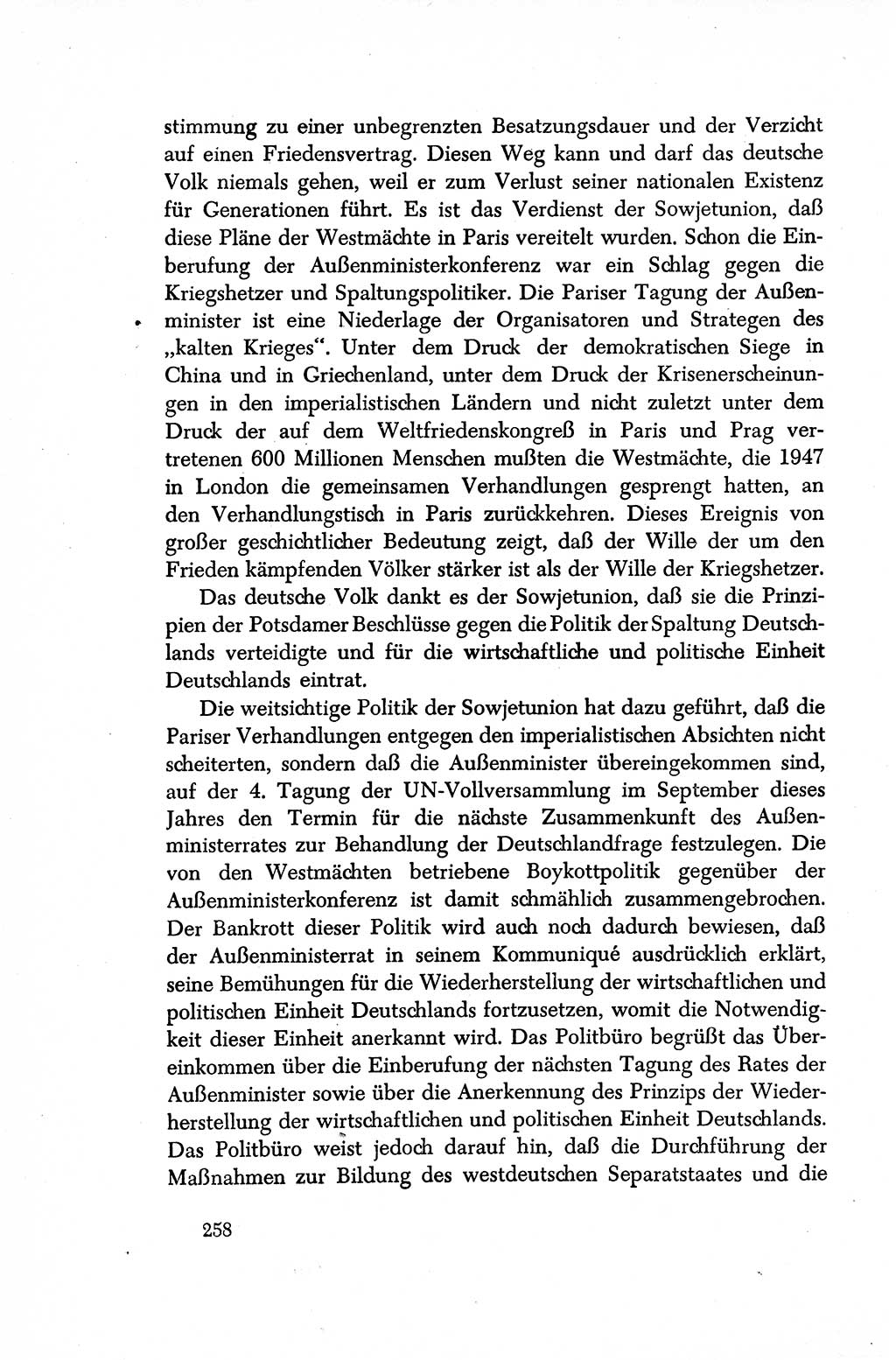 Dokumente der Sozialistischen Einheitspartei Deutschlands (SED) [Sowjetische Besatzungszone (SBZ) Deutschlands/Deutsche Demokratische Republik (DDR)] 1948-1950, Seite 258 (Dok. SED SBZ Dtl. DDR 1948-1950, S. 258)