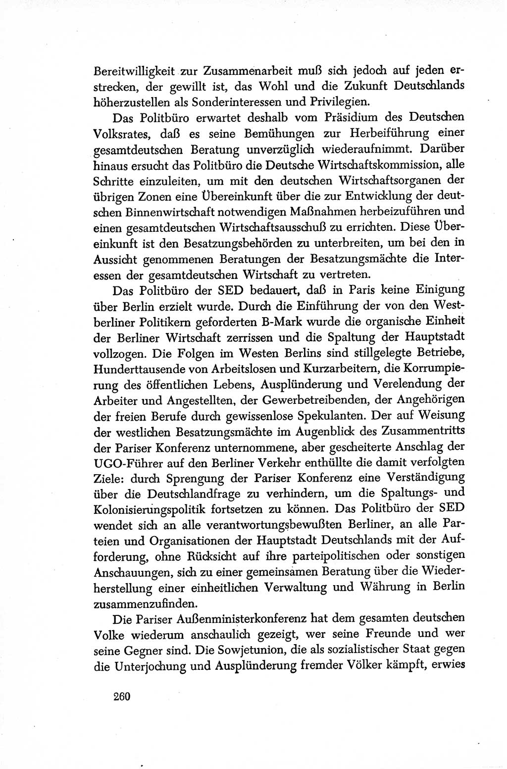 Dokumente der Sozialistischen Einheitspartei Deutschlands (SED) [Sowjetische Besatzungszone (SBZ) Deutschlands/Deutsche Demokratische Republik (DDR)] 1948-1950, Seite 260 (Dok. SED SBZ Dtl. DDR 1948-1950, S. 260)