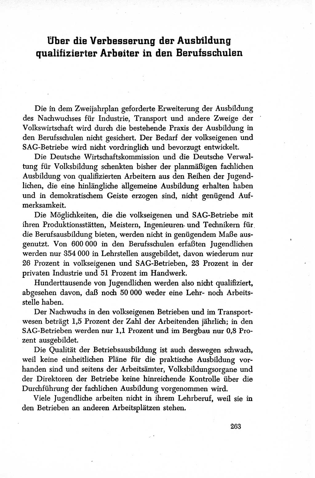 Dokumente der Sozialistischen Einheitspartei Deutschlands (SED) [Sowjetische Besatzungszone (SBZ) Deutschlands/Deutsche Demokratische Republik (DDR)] 1948-1950, Seite 263 (Dok. SED SBZ Dtl. DDR 1948-1950, S. 263)