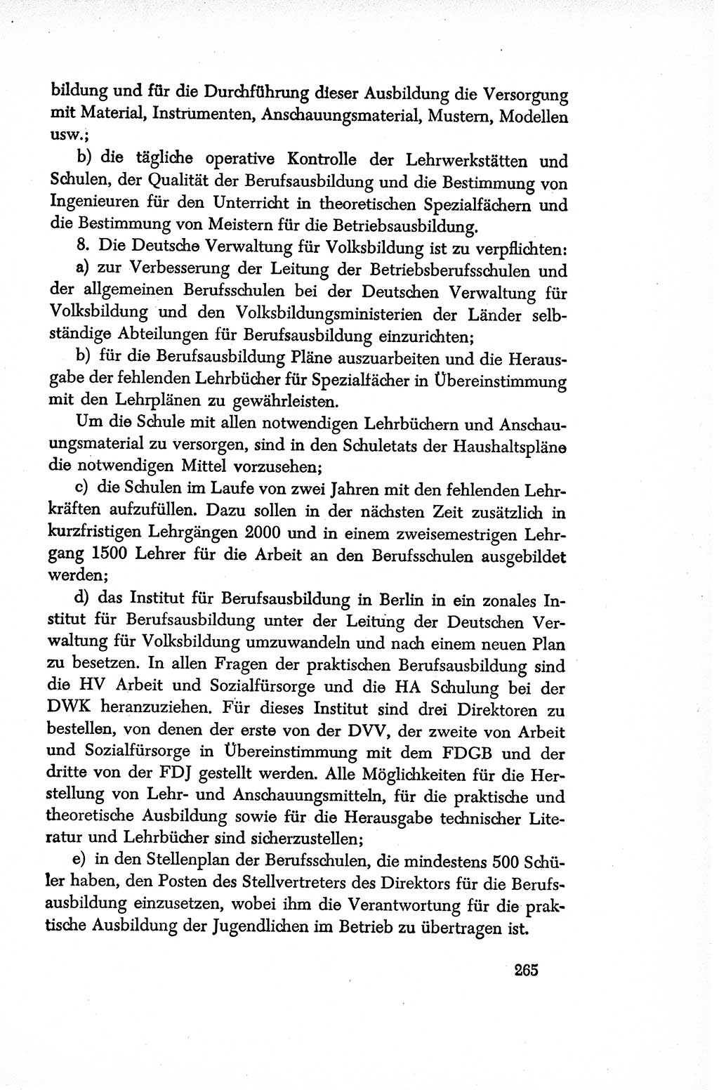 Dokumente der Sozialistischen Einheitspartei Deutschlands (SED) [Sowjetische Besatzungszone (SBZ) Deutschlands/Deutsche Demokratische Republik (DDR)] 1948-1950, Seite 265 (Dok. SED SBZ Dtl. DDR 1948-1950, S. 265)