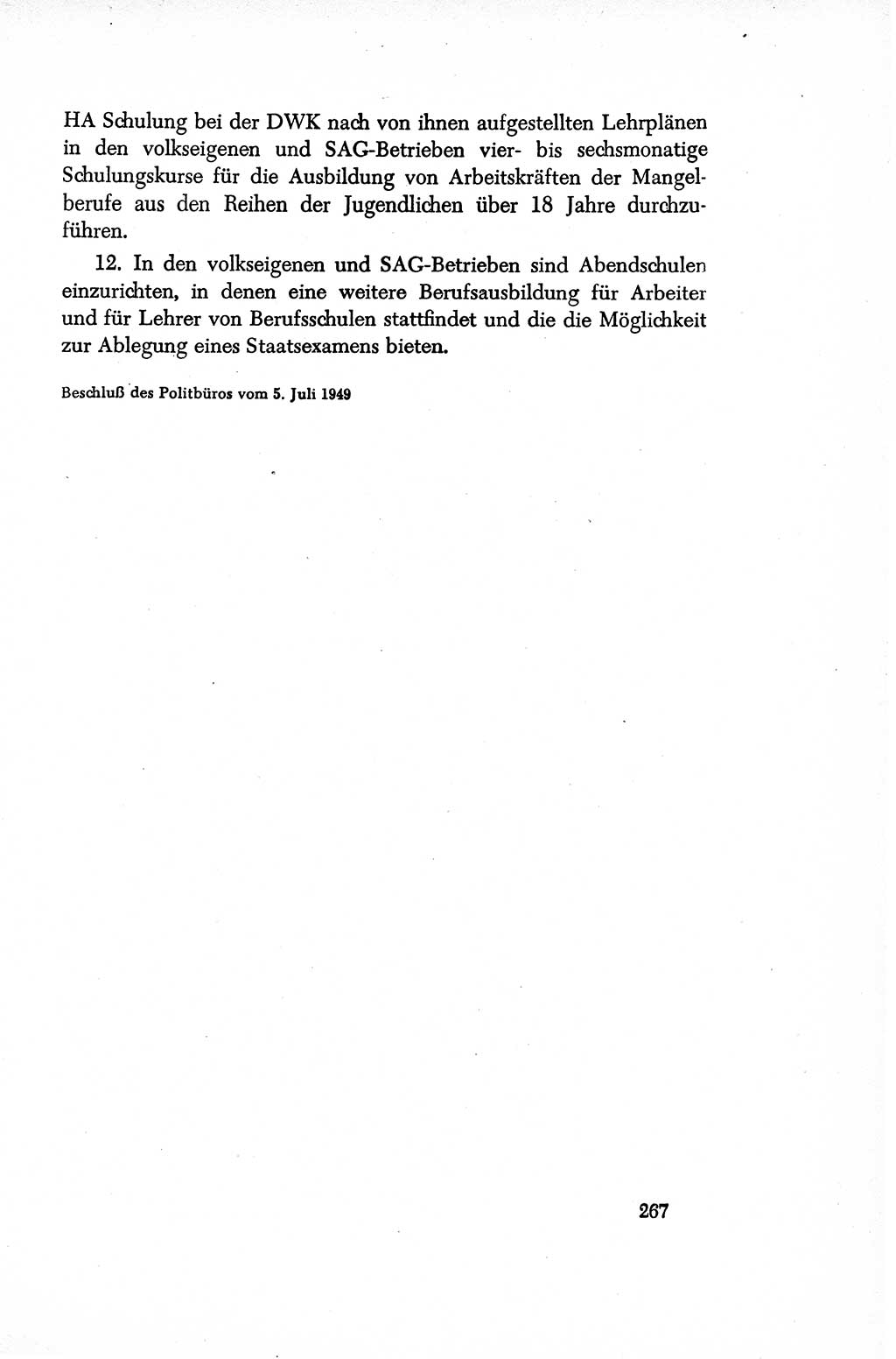 Dokumente der Sozialistischen Einheitspartei Deutschlands (SED) [Sowjetische Besatzungszone (SBZ) Deutschlands/Deutsche Demokratische Republik (DDR)] 1948-1950, Seite 267 (Dok. SED SBZ Dtl. DDR 1948-1950, S. 267)