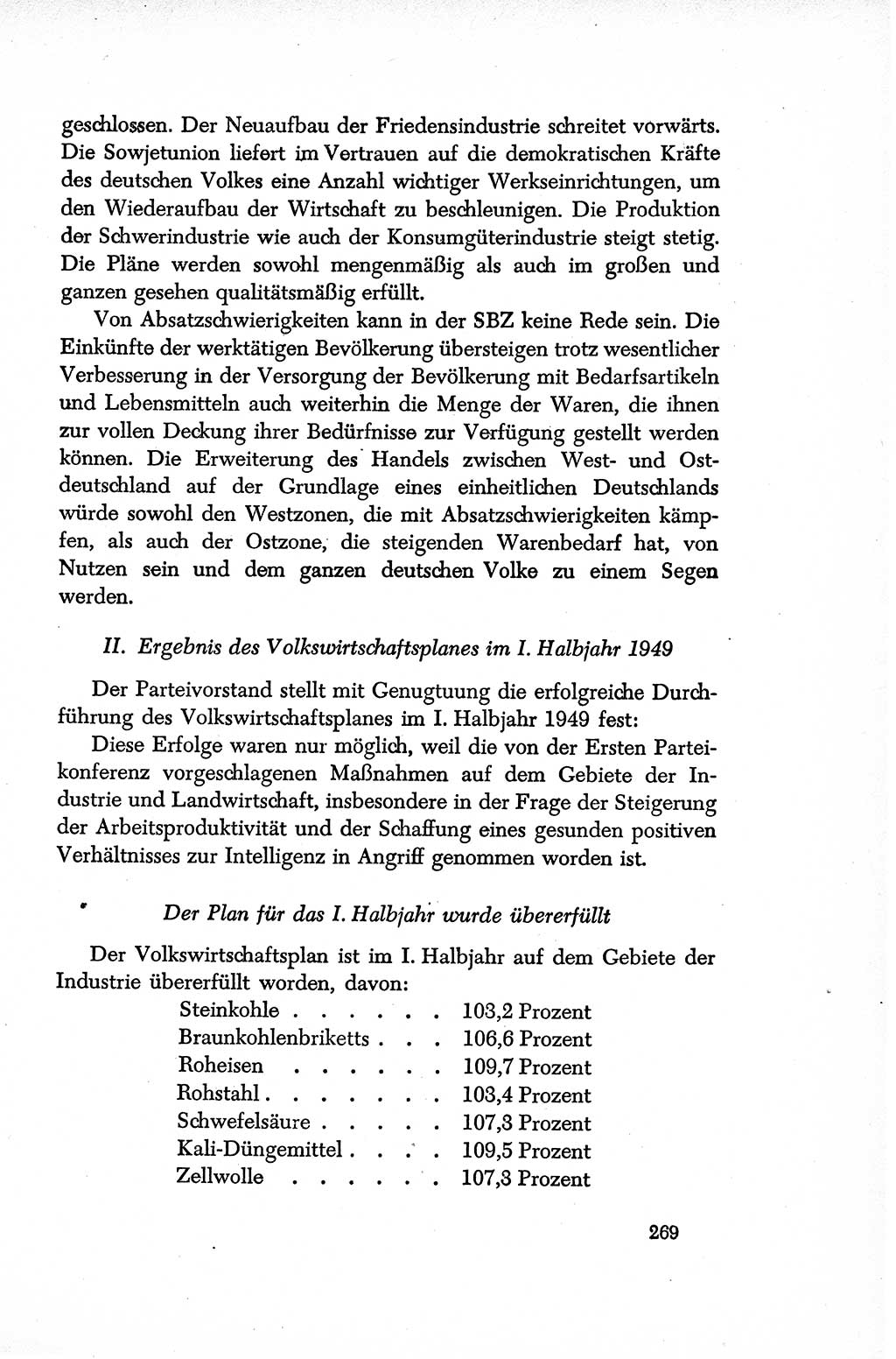 Dokumente der Sozialistischen Einheitspartei Deutschlands (SED) [Sowjetische Besatzungszone (SBZ) Deutschlands/Deutsche Demokratische Republik (DDR)] 1948-1950, Seite 269 (Dok. SED SBZ Dtl. DDR 1948-1950, S. 269)