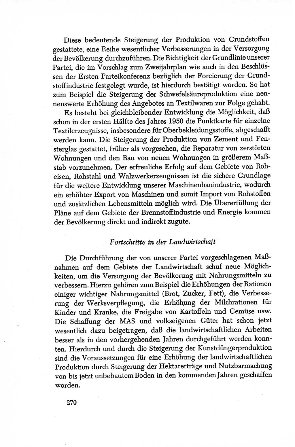 Dokumente der Sozialistischen Einheitspartei Deutschlands (SED) [Sowjetische Besatzungszone (SBZ) Deutschlands/Deutsche Demokratische Republik (DDR)] 1948-1950, Seite 270 (Dok. SED SBZ Dtl. DDR 1948-1950, S. 270)