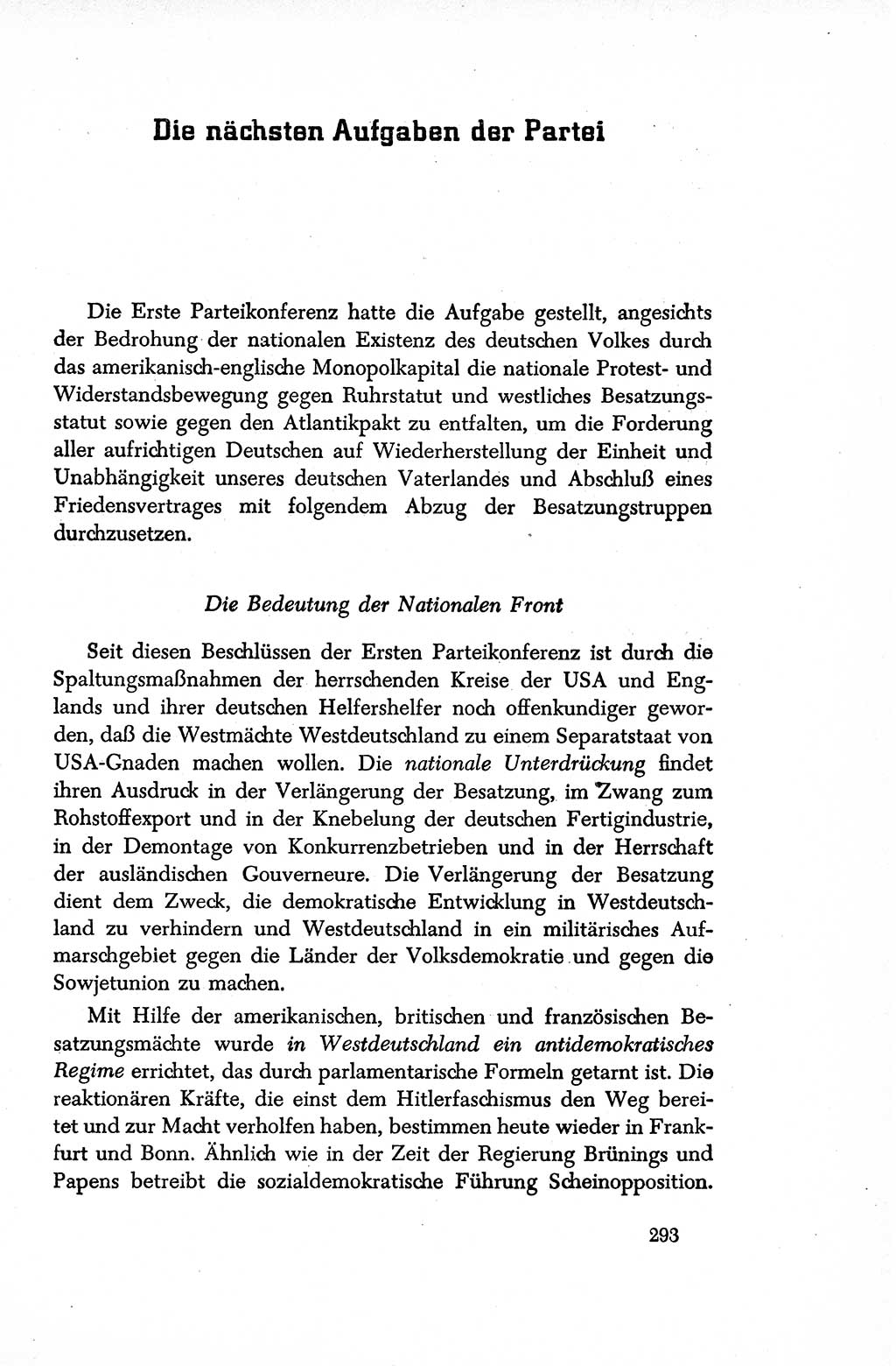 Dokumente der Sozialistischen Einheitspartei Deutschlands (SED) [Sowjetische Besatzungszone (SBZ) Deutschlands/Deutsche Demokratische Republik (DDR)] 1948-1950, Seite 293 (Dok. SED SBZ Dtl. DDR 1948-1950, S. 293)