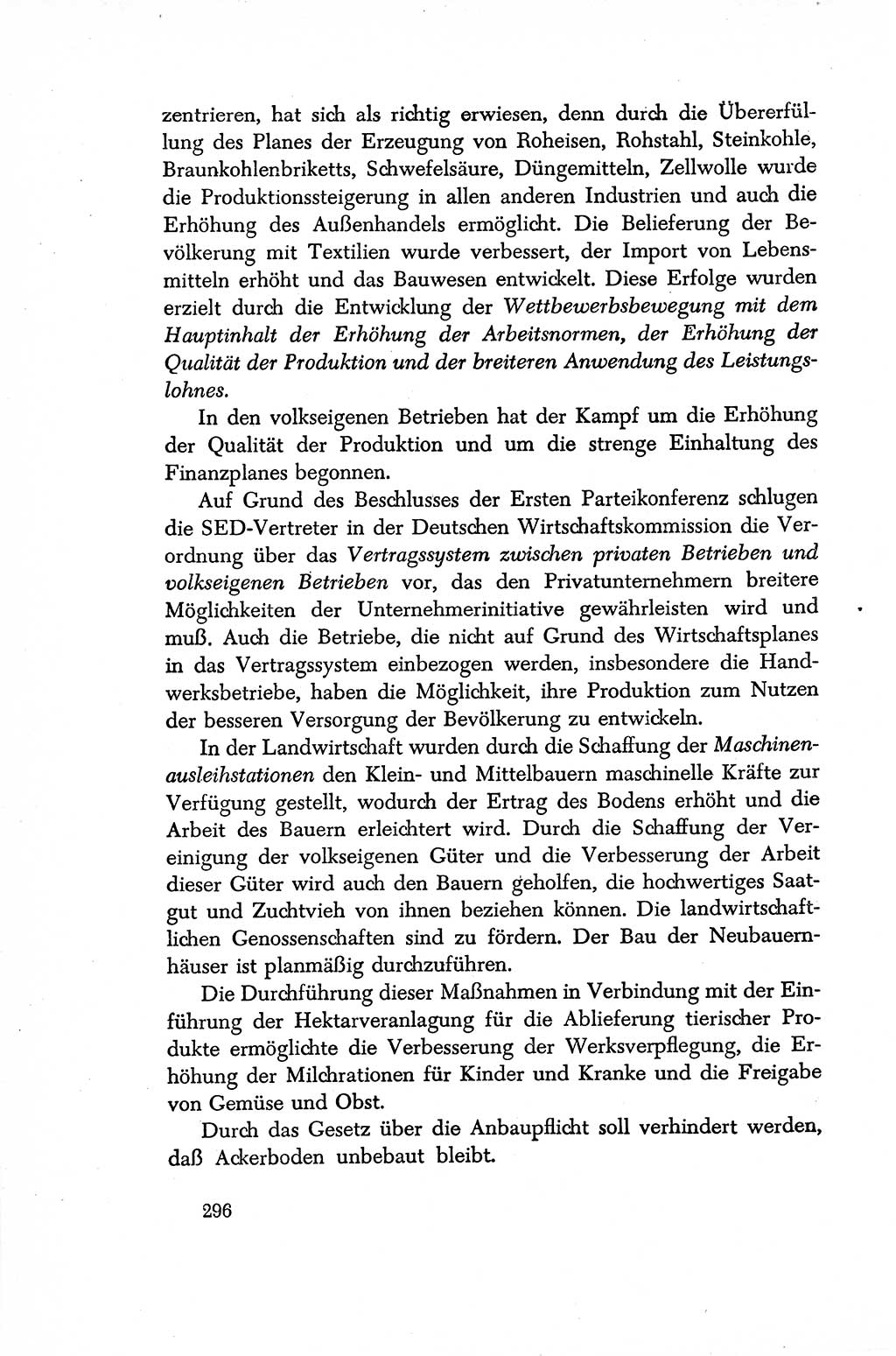 Dokumente der Sozialistischen Einheitspartei Deutschlands (SED) [Sowjetische Besatzungszone (SBZ) Deutschlands/Deutsche Demokratische Republik (DDR)] 1948-1950, Seite 296 (Dok. SED SBZ Dtl. DDR 1948-1950, S. 296)