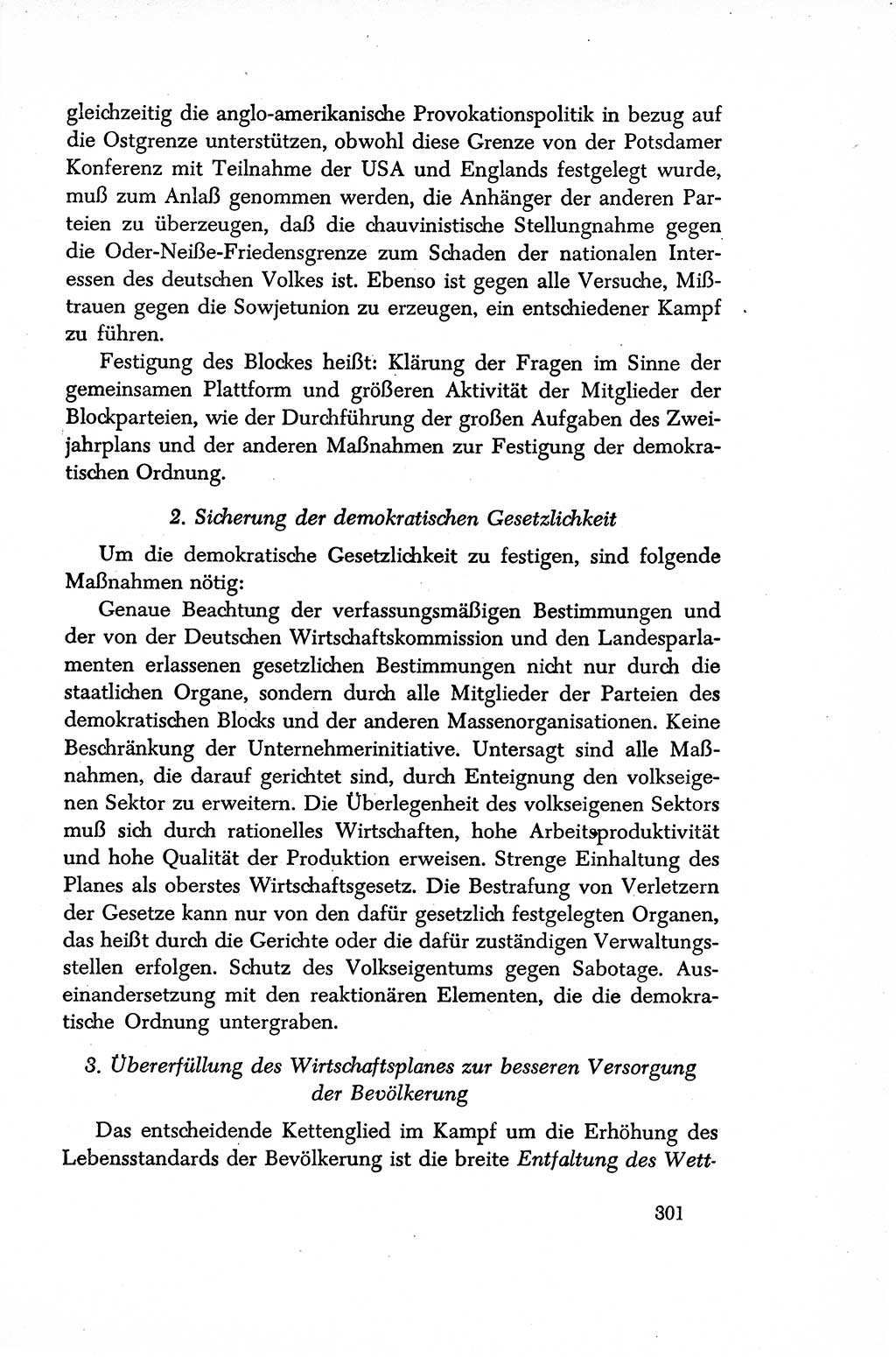 Dokumente der Sozialistischen Einheitspartei Deutschlands (SED) [Sowjetische Besatzungszone (SBZ) Deutschlands/Deutsche Demokratische Republik (DDR)] 1948-1950, Seite 301 (Dok. SED SBZ Dtl. DDR 1948-1950, S. 301)