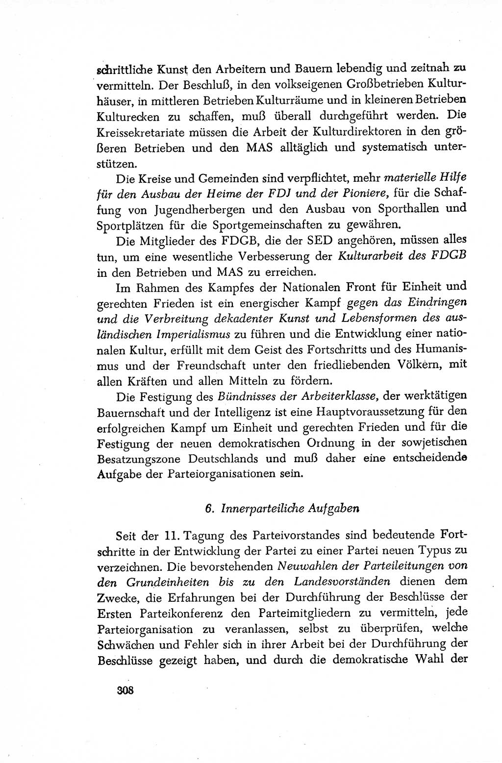 Dokumente der Sozialistischen Einheitspartei Deutschlands (SED) [Sowjetische Besatzungszone (SBZ) Deutschlands/Deutsche Demokratische Republik (DDR)] 1948-1950, Seite 308 (Dok. SED SBZ Dtl. DDR 1948-1950, S. 308)