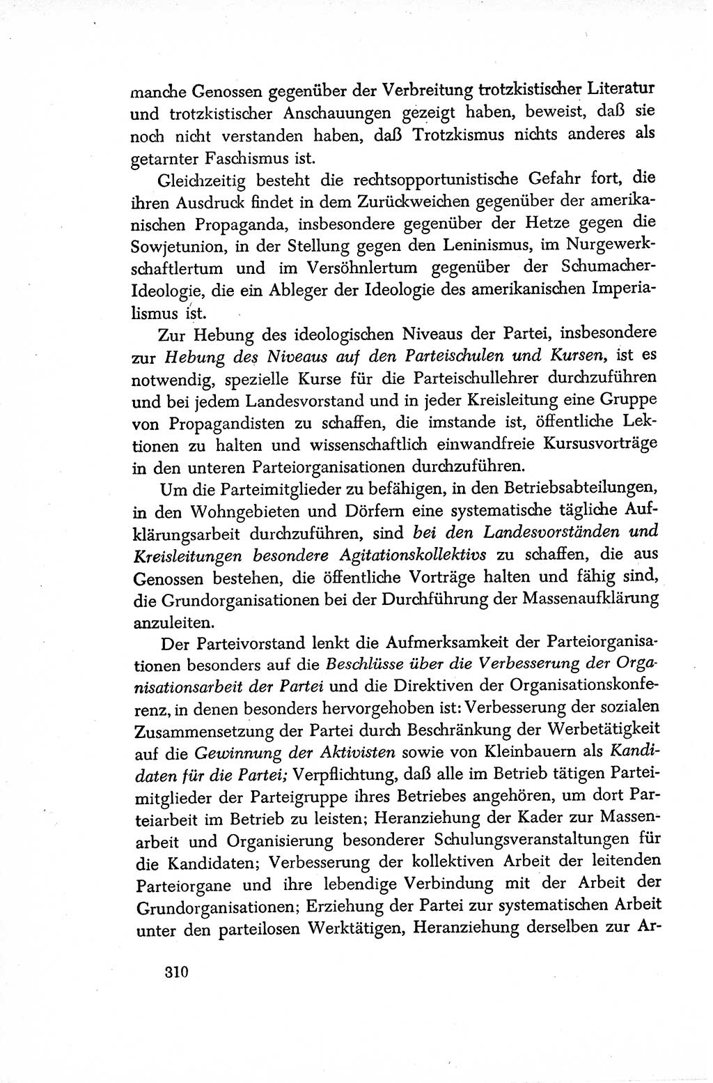 Dokumente der Sozialistischen Einheitspartei Deutschlands (SED) [Sowjetische Besatzungszone (SBZ) Deutschlands/Deutsche Demokratische Republik (DDR)] 1948-1950, Seite 310 (Dok. SED SBZ Dtl. DDR 1948-1950, S. 310)