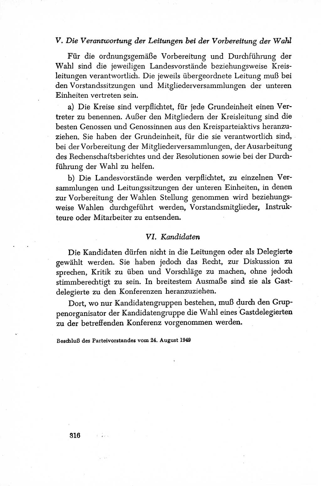 Dokumente der Sozialistischen Einheitspartei Deutschlands (SED) [Sowjetische Besatzungszone (SBZ) Deutschlands/Deutsche Demokratische Republik (DDR)] 1948-1950, Seite 316 (Dok. SED SBZ Dtl. DDR 1948-1950, S. 316)