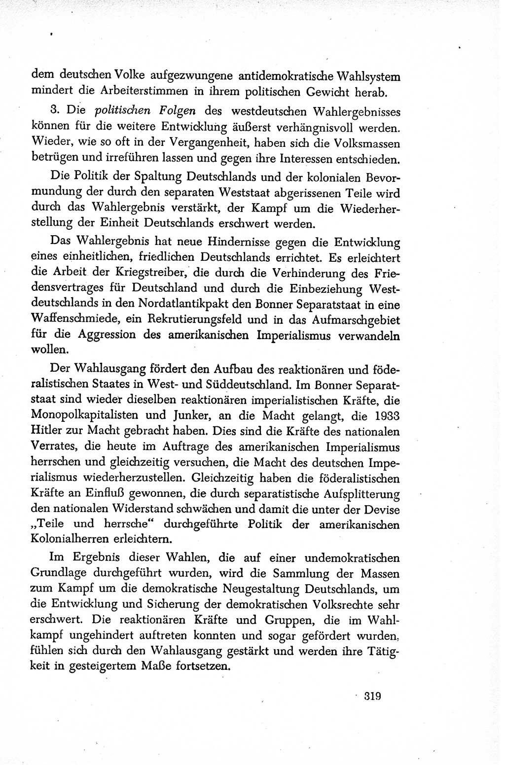 Dokumente der Sozialistischen Einheitspartei Deutschlands (SED) [Sowjetische Besatzungszone (SBZ) Deutschlands/Deutsche Demokratische Republik (DDR)] 1948-1950, Seite 319 (Dok. SED SBZ Dtl. DDR 1948-1950, S. 319)