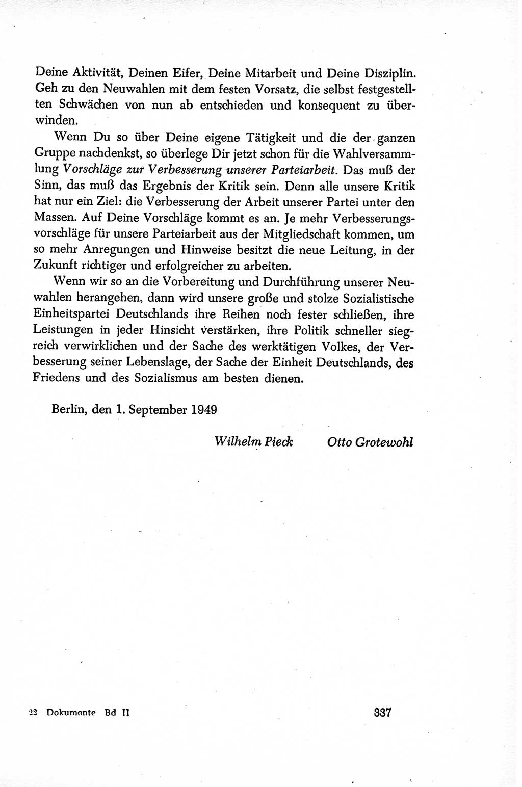 Dokumente der Sozialistischen Einheitspartei Deutschlands (SED) [Sowjetische Besatzungszone (SBZ) Deutschlands/Deutsche Demokratische Republik (DDR)] 1948-1950, Seite 337 (Dok. SED SBZ Dtl. DDR 1948-1950, S. 337)