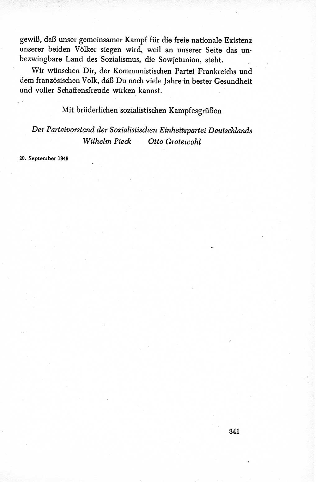 Dokumente der Sozialistischen Einheitspartei Deutschlands (SED) [Sowjetische Besatzungszone (SBZ) Deutschlands/Deutsche Demokratische Republik (DDR)] 1948-1950, Seite 341 (Dok. SED SBZ Dtl. DDR 1948-1950, S. 341)