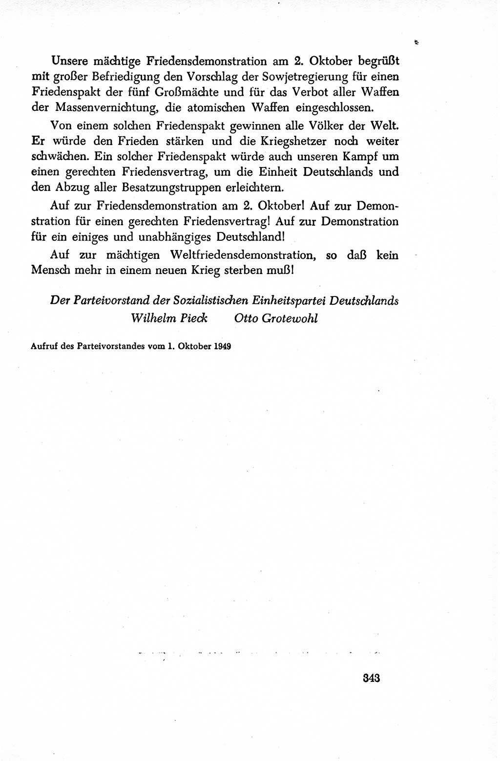 Dokumente der Sozialistischen Einheitspartei Deutschlands (SED) [Sowjetische Besatzungszone (SBZ) Deutschlands/Deutsche Demokratische Republik (DDR)] 1948-1950, Seite 343 (Dok. SED SBZ Dtl. DDR 1948-1950, S. 343)