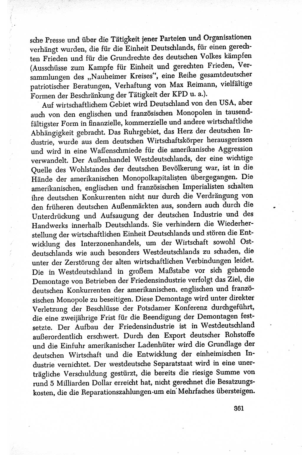 Dokumente der Sozialistischen Einheitspartei Deutschlands (SED) [Sowjetische Besatzungszone (SBZ) Deutschlands/Deutsche Demokratische Republik (DDR)] 1948-1950, Seite 361 (Dok. SED SBZ Dtl. DDR 1948-1950, S. 361)