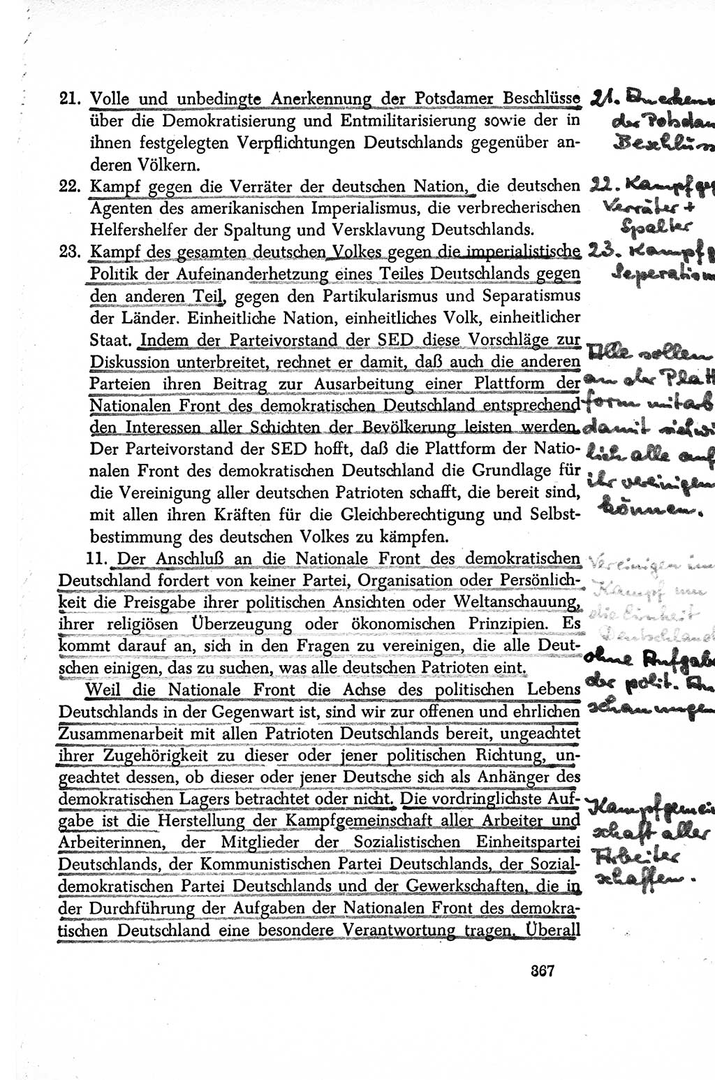 Dokumente der Sozialistischen Einheitspartei Deutschlands (SED) [Sowjetische Besatzungszone (SBZ) Deutschlands/Deutsche Demokratische Republik (DDR)] 1948-1950, Seite 367 (Dok. SED SBZ Dtl. DDR 1948-1950, S. 367)
