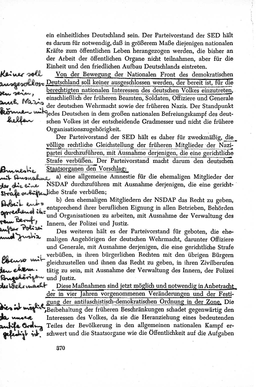 Dokumente der Sozialistischen Einheitspartei Deutschlands (SED) [Sowjetische Besatzungszone (SBZ) Deutschlands/Deutsche Demokratische Republik (DDR)] 1948-1950, Seite 370 (Dok. SED SBZ Dtl. DDR 1948-1950, S. 370)