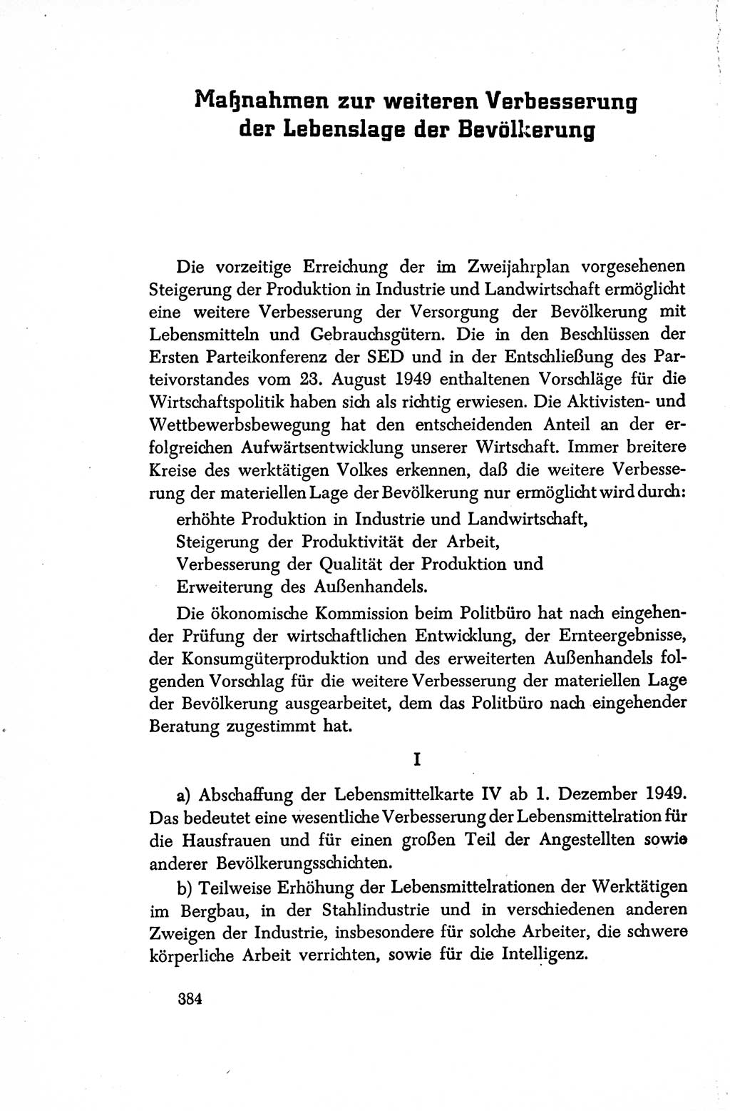 Dokumente der Sozialistischen Einheitspartei Deutschlands (SED) [Sowjetische Besatzungszone (SBZ) Deutschlands/Deutsche Demokratische Republik (DDR)] 1948-1950, Seite 384 (Dok. SED SBZ Dtl. DDR 1948-1950, S. 384)