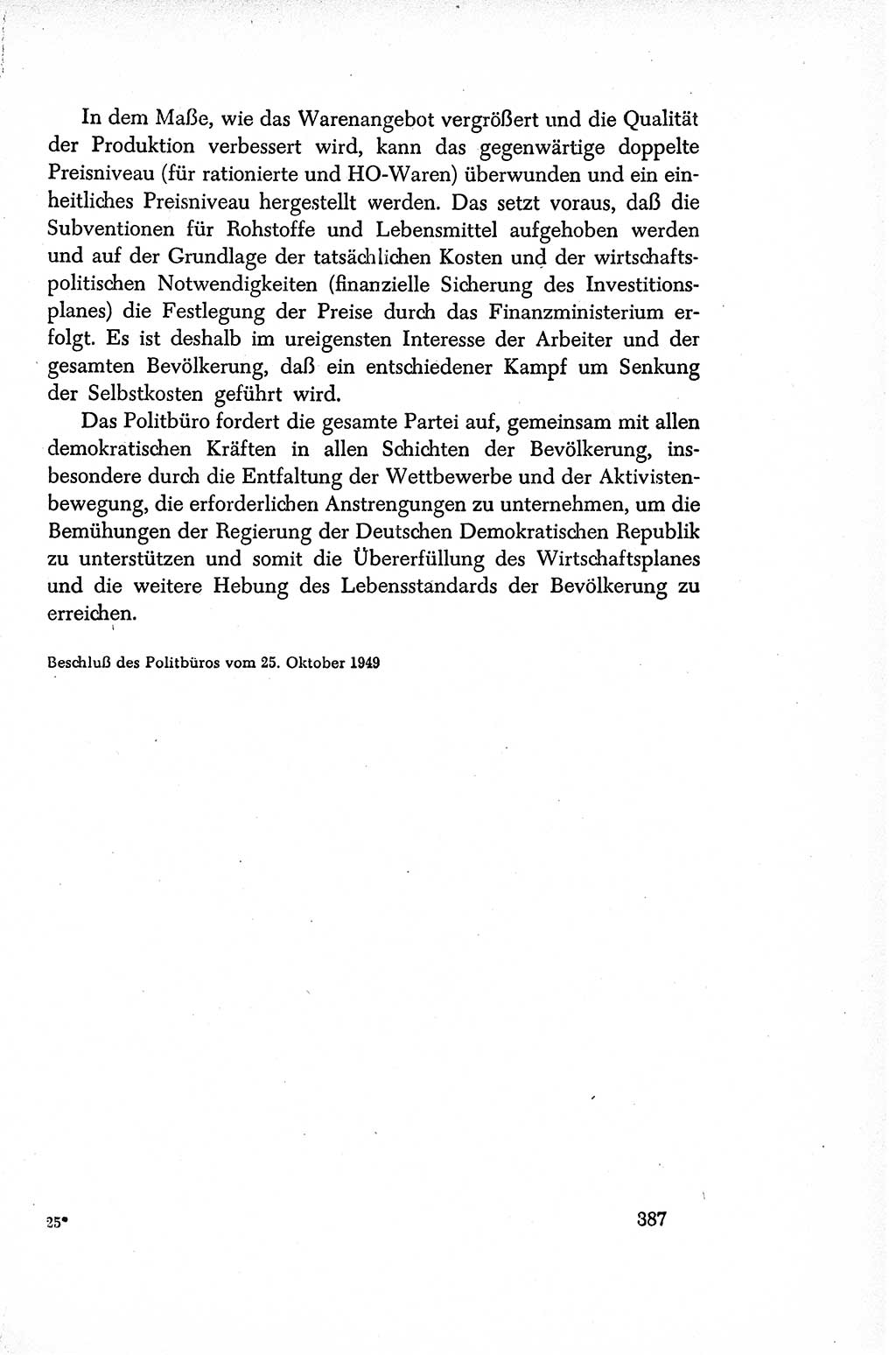 Dokumente der Sozialistischen Einheitspartei Deutschlands (SED) [Sowjetische Besatzungszone (SBZ) Deutschlands/Deutsche Demokratische Republik (DDR)] 1948-1950, Seite 387 (Dok. SED SBZ Dtl. DDR 1948-1950, S. 387)