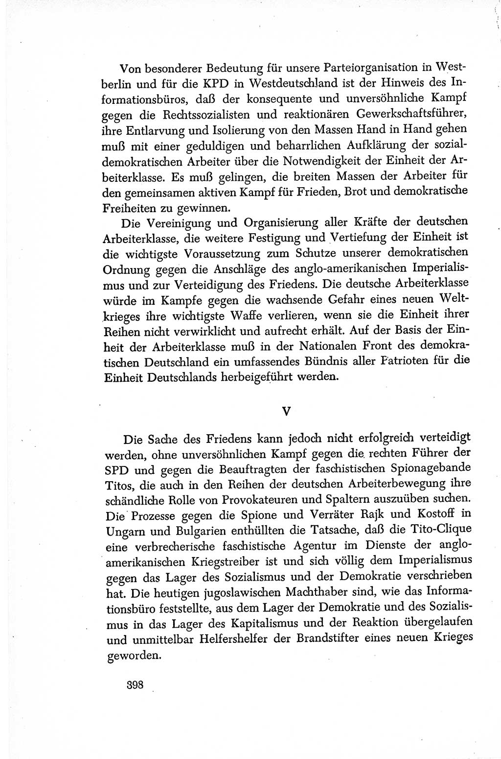 Dokumente der Sozialistischen Einheitspartei Deutschlands (SED) [Sowjetische Besatzungszone (SBZ) Deutschlands/Deutsche Demokratische Republik (DDR)] 1948-1950, Seite 398 (Dok. SED SBZ Dtl. DDR 1948-1950, S. 398)