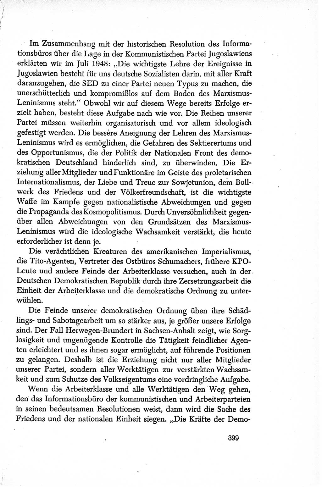 Dokumente der Sozialistischen Einheitspartei Deutschlands (SED) [Sowjetische Besatzungszone (SBZ) Deutschlands/Deutsche Demokratische Republik (DDR)] 1948-1950, Seite 399 (Dok. SED SBZ Dtl. DDR 1948-1950, S. 399)