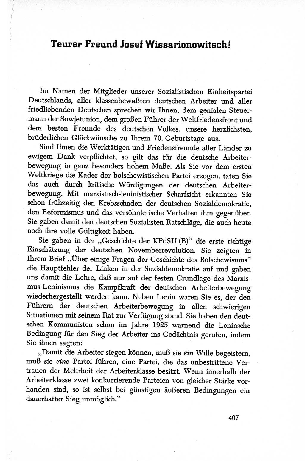 Dokumente der Sozialistischen Einheitspartei Deutschlands (SED) [Sowjetische Besatzungszone (SBZ) Deutschlands/Deutsche Demokratische Republik (DDR)] 1948-1950, Seite 407 (Dok. SED SBZ Dtl. DDR 1948-1950, S. 407)