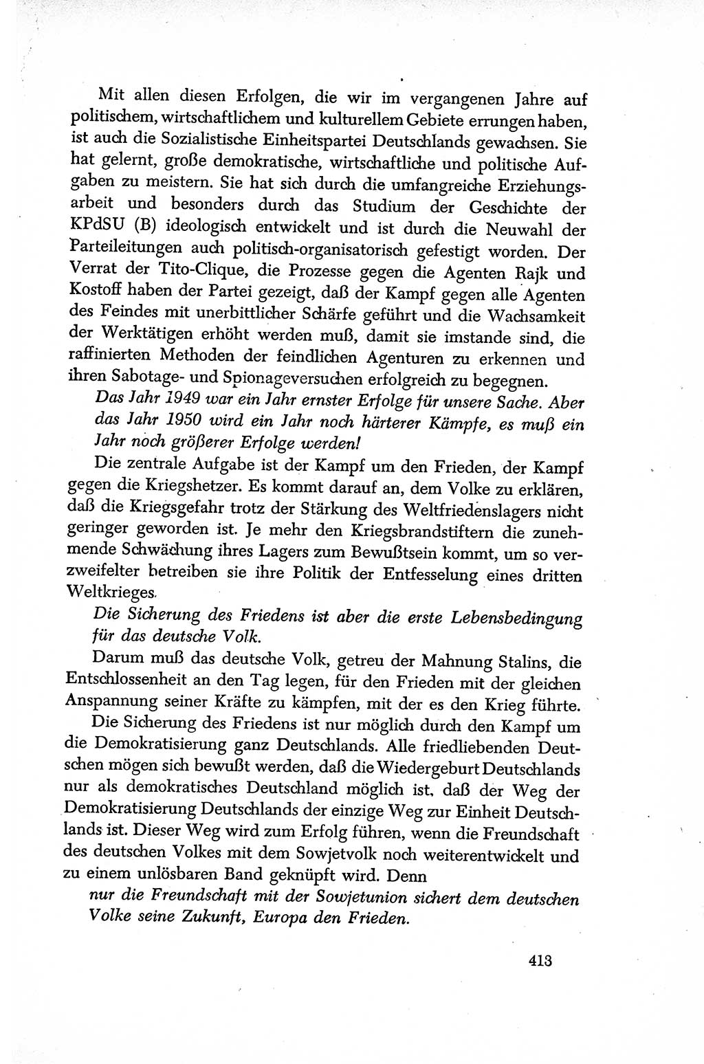 Dokumente der Sozialistischen Einheitspartei Deutschlands (SED) [Sowjetische Besatzungszone (SBZ) Deutschlands/Deutsche Demokratische Republik (DDR)] 1948-1950, Seite 413 (Dok. SED SBZ Dtl. DDR 1948-1950, S. 413)