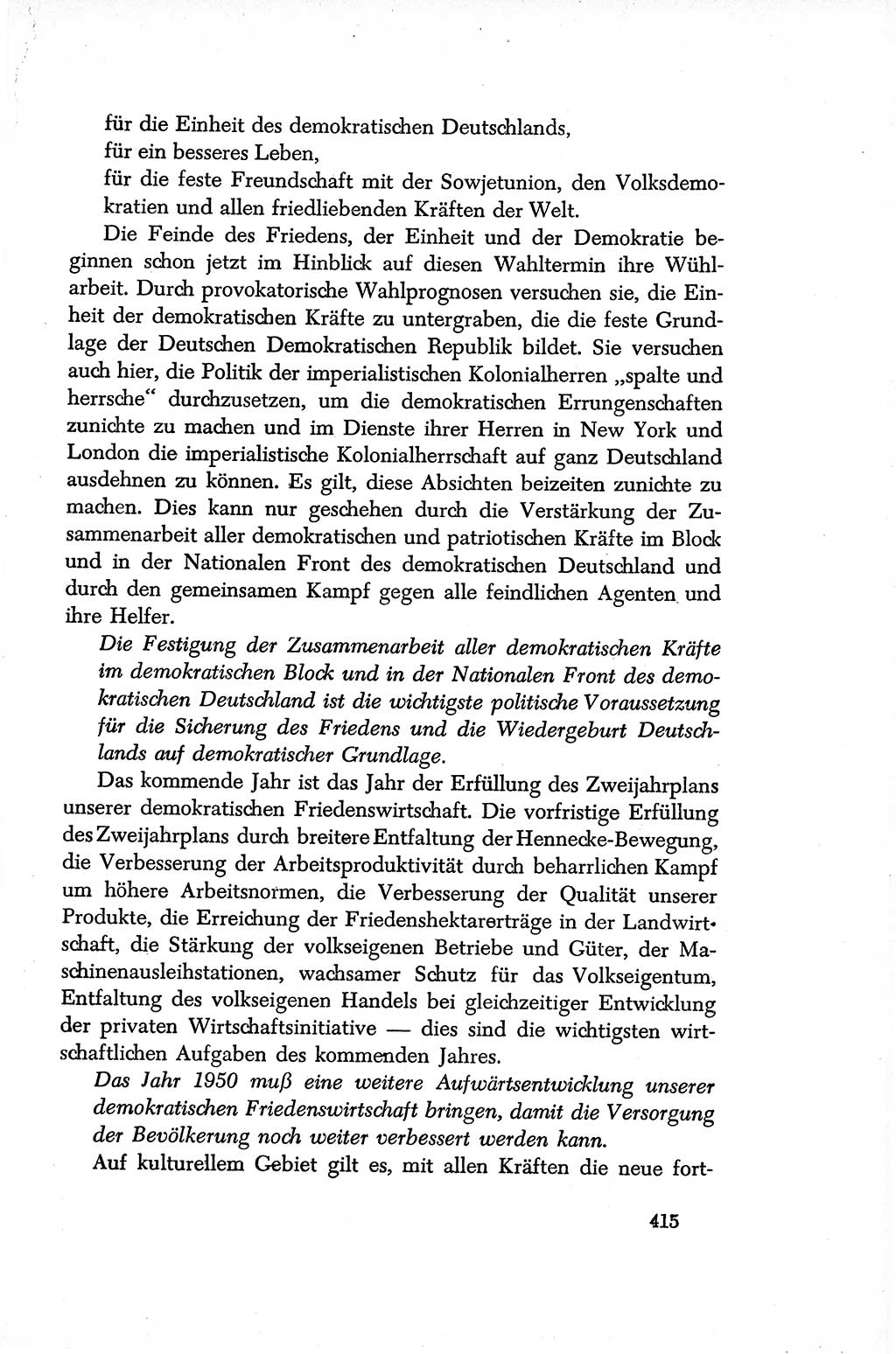 Dokumente der Sozialistischen Einheitspartei Deutschlands (SED) [Sowjetische Besatzungszone (SBZ) Deutschlands/Deutsche Demokratische Republik (DDR)] 1948-1950, Seite 415 (Dok. SED SBZ Dtl. DDR 1948-1950, S. 415)