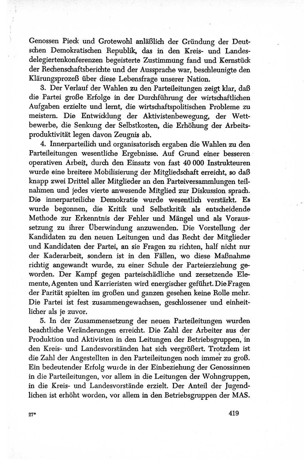 Dokumente der Sozialistischen Einheitspartei Deutschlands (SED) [Sowjetische Besatzungszone (SBZ) Deutschlands/Deutsche Demokratische Republik (DDR)] 1948-1950, Seite 419 (Dok. SED SBZ Dtl. DDR 1948-1950, S. 419)