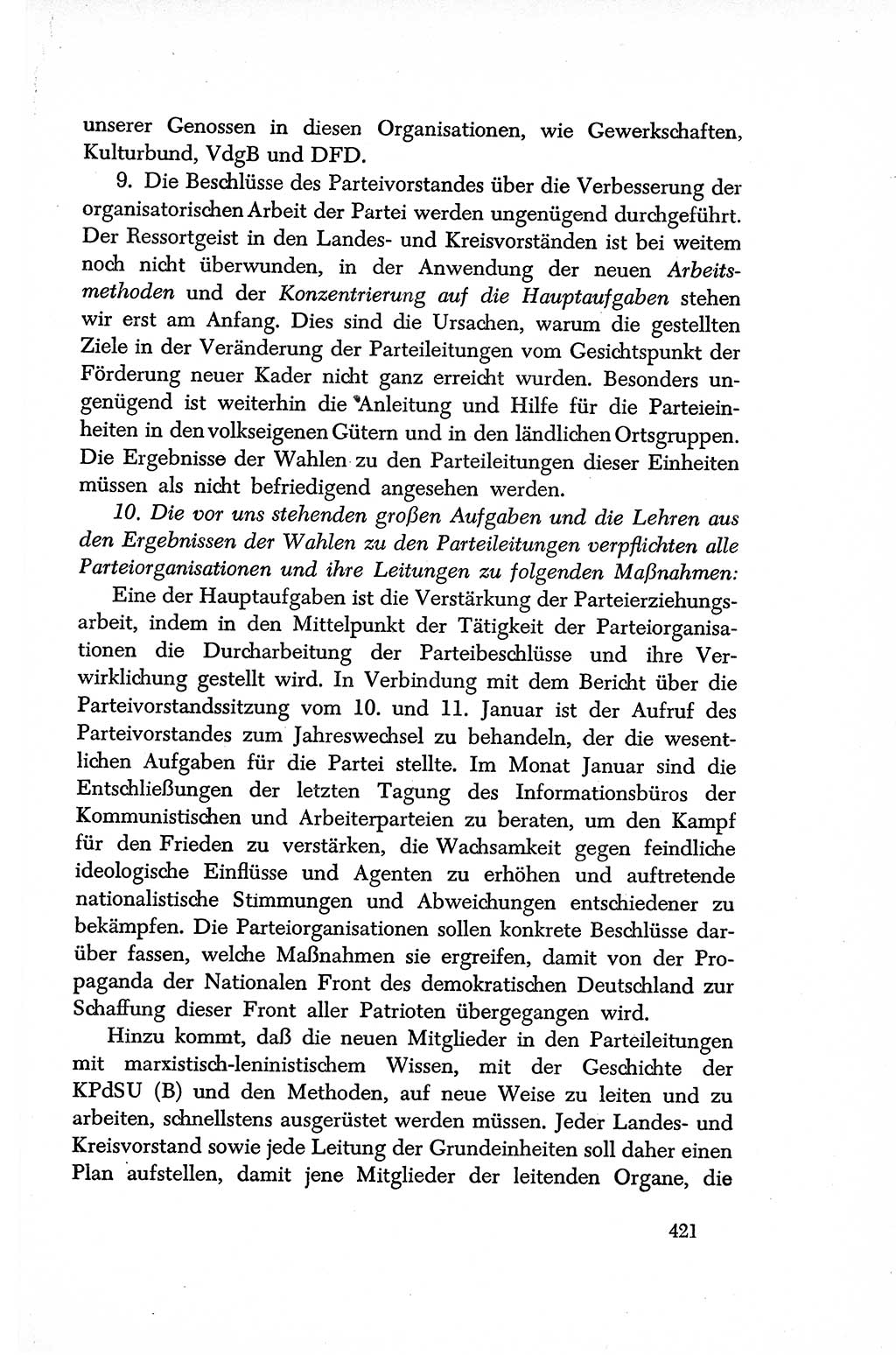 Dokumente der Sozialistischen Einheitspartei Deutschlands (SED) [Sowjetische Besatzungszone (SBZ) Deutschlands/Deutsche Demokratische Republik (DDR)] 1948-1950, Seite 421 (Dok. SED SBZ Dtl. DDR 1948-1950, S. 421)