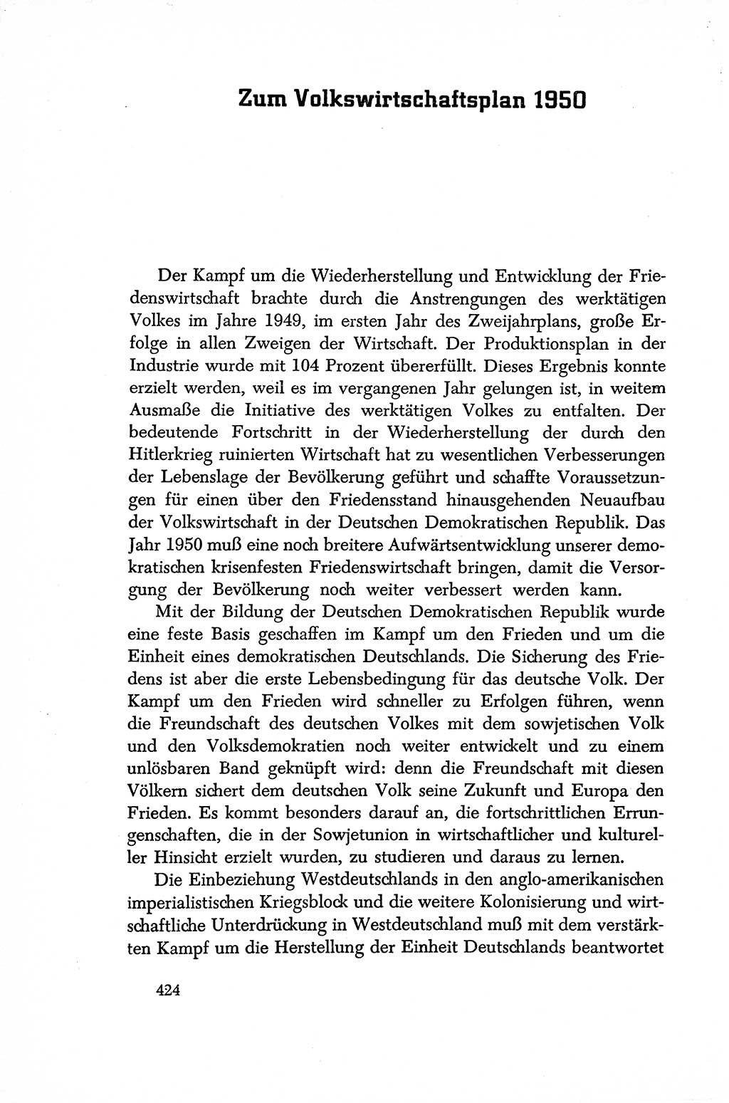 Dokumente der Sozialistischen Einheitspartei Deutschlands (SED) [Sowjetische Besatzungszone (SBZ) Deutschlands/Deutsche Demokratische Republik (DDR)] 1948-1950, Seite 424 (Dok. SED SBZ Dtl. DDR 1948-1950, S. 424)