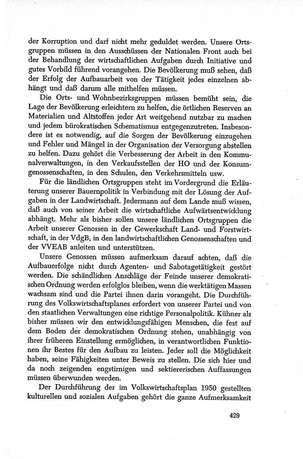 Dokumente der Sozialistischen Einheitspartei Deutschlands (SED) [Sowjetische Besatzungszone (SBZ) Deutschlands/Deutsche Demokratische Republik (DDR)] 1948-1950, Seite 429 (Dok. SED SBZ Dtl. DDR 1948-1950, S. 429)