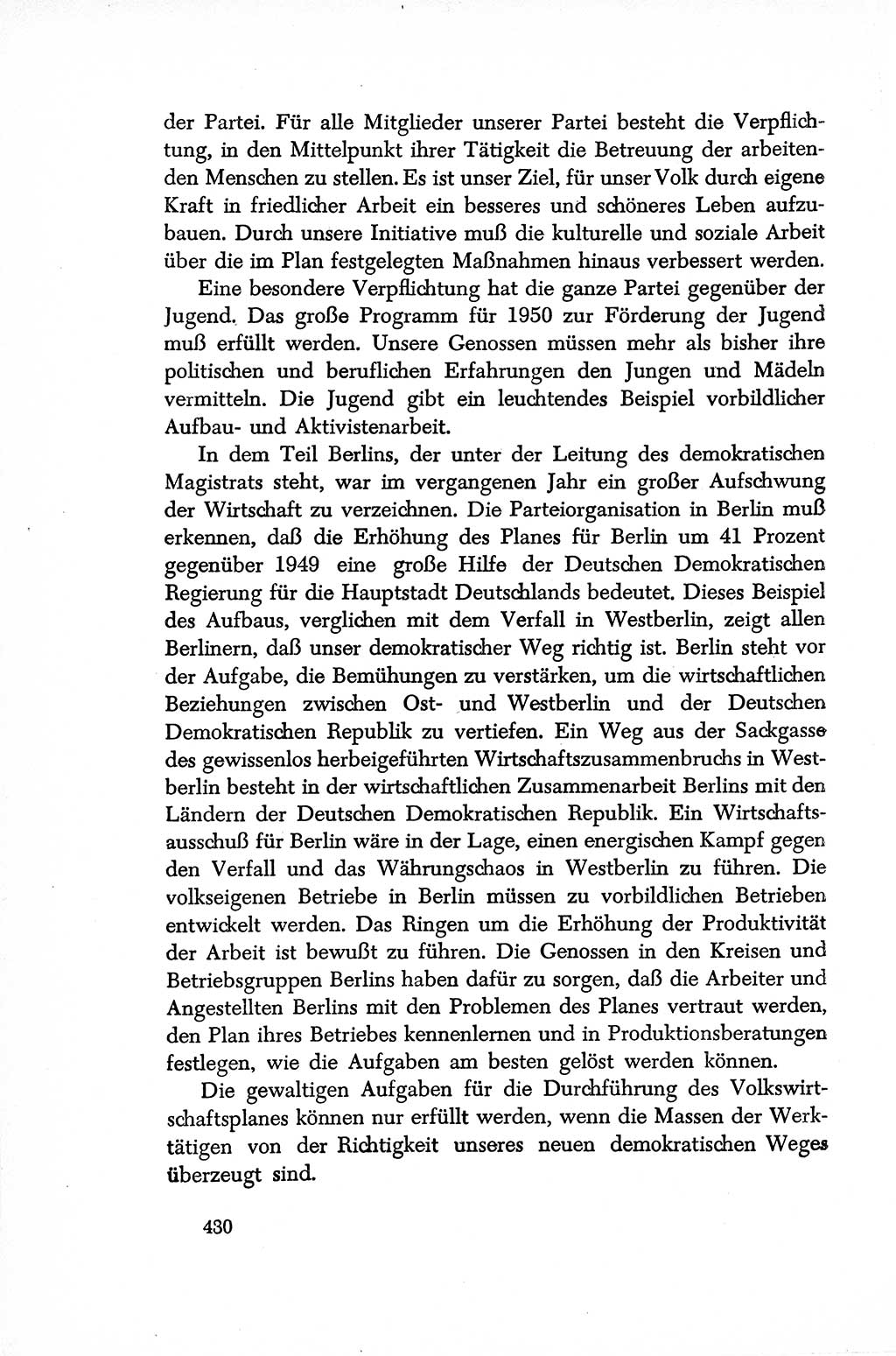 Dokumente der Sozialistischen Einheitspartei Deutschlands (SED) [Sowjetische Besatzungszone (SBZ) Deutschlands/Deutsche Demokratische Republik (DDR)] 1948-1950, Seite 430 (Dok. SED SBZ Dtl. DDR 1948-1950, S. 430)