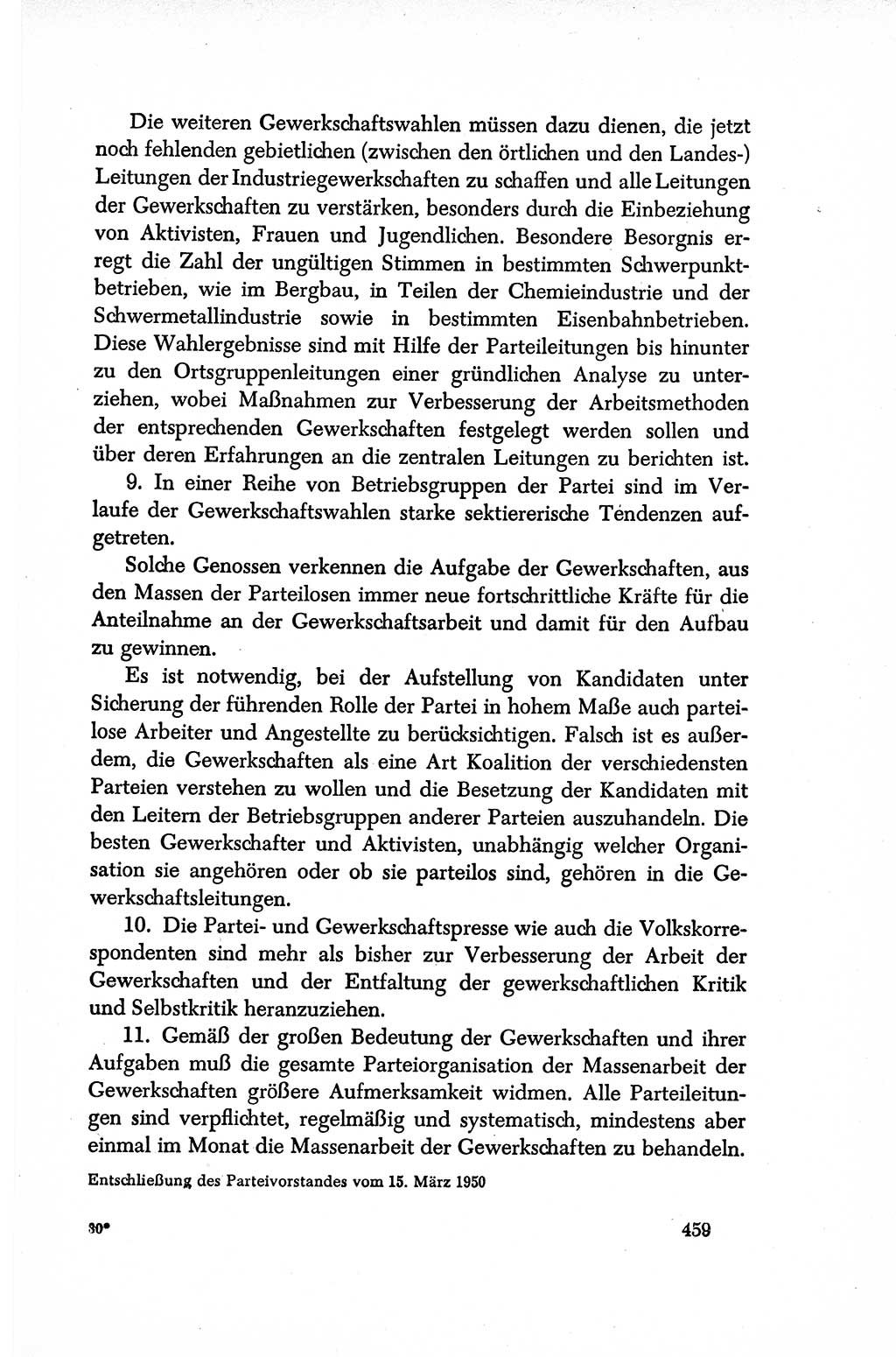 Dokumente der Sozialistischen Einheitspartei Deutschlands (SED) [Sowjetische Besatzungszone (SBZ) Deutschlands/Deutsche Demokratische Republik (DDR)] 1948-1950, Seite 459 (Dok. SED SBZ Dtl. DDR 1948-1950, S. 459)