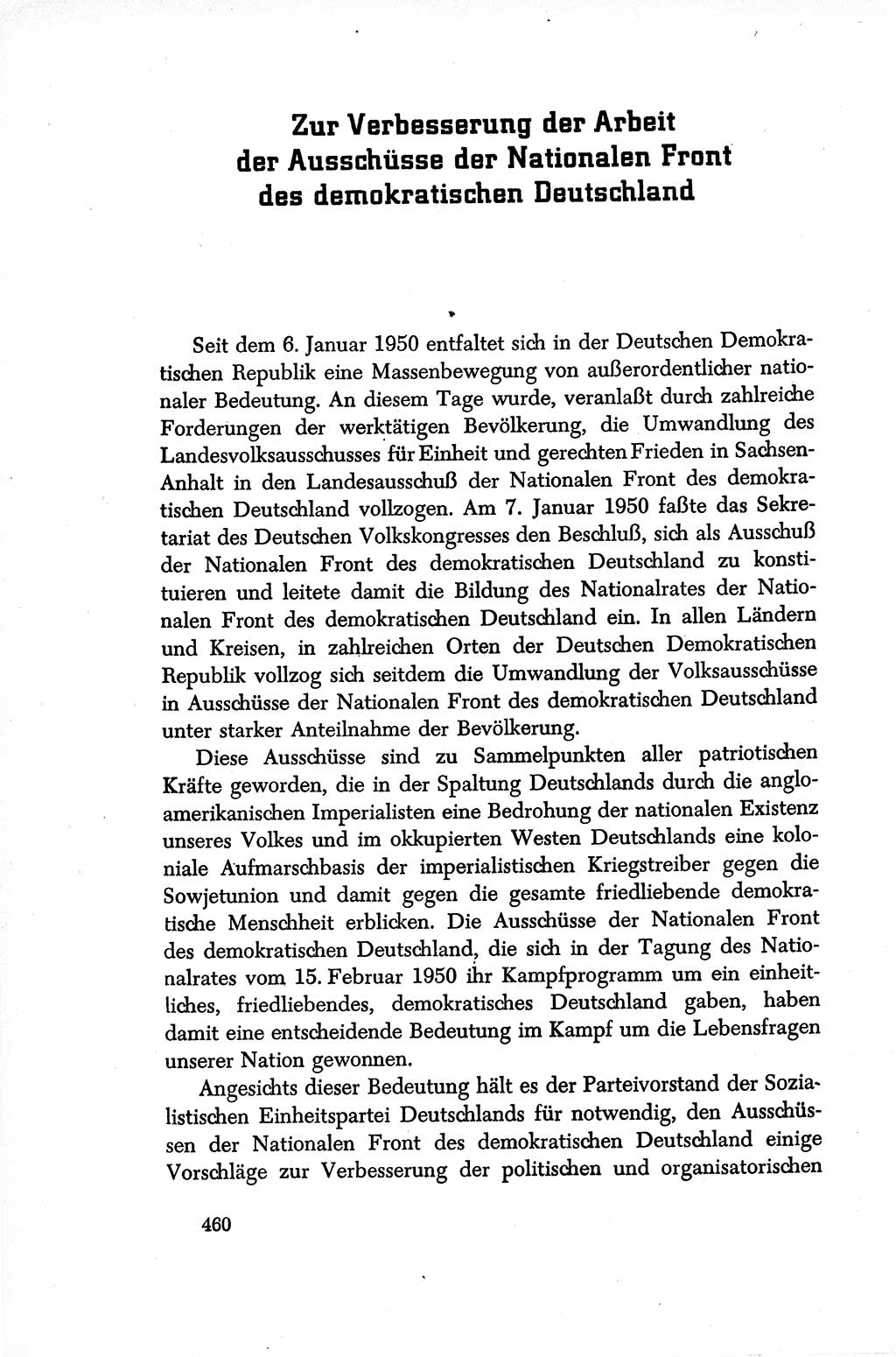 Dokumente der Sozialistischen Einheitspartei Deutschlands (SED) [Sowjetische Besatzungszone (SBZ) Deutschlands/Deutsche Demokratische Republik (DDR)] 1948-1950, Seite 460 (Dok. SED SBZ Dtl. DDR 1948-1950, S. 460)