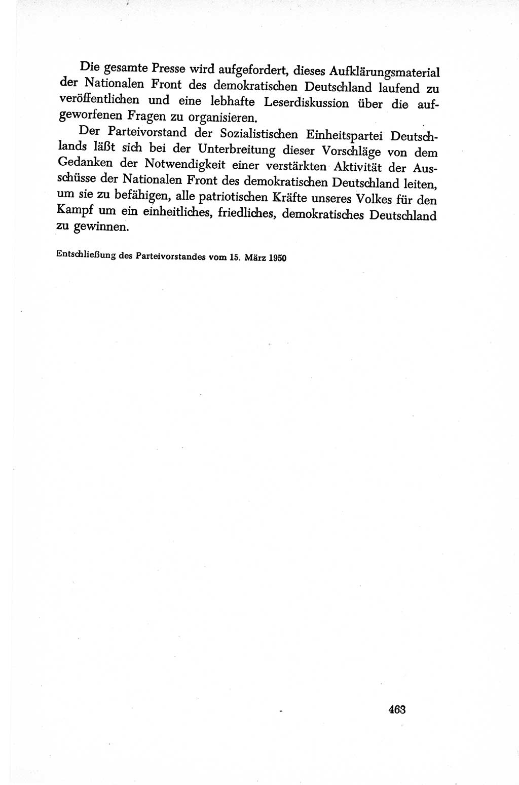 Dokumente der Sozialistischen Einheitspartei Deutschlands (SED) [Sowjetische Besatzungszone (SBZ) Deutschlands/Deutsche Demokratische Republik (DDR)] 1948-1950, Seite 463 (Dok. SED SBZ Dtl. DDR 1948-1950, S. 463)