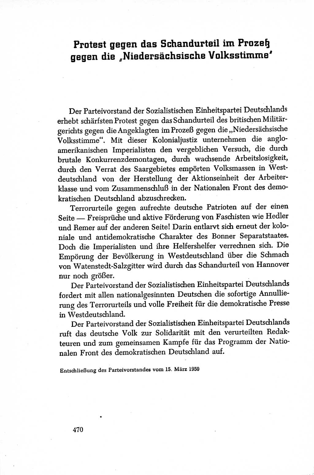 Dokumente der Sozialistischen Einheitspartei Deutschlands (SED) [Sowjetische Besatzungszone (SBZ) Deutschlands/Deutsche Demokratische Republik (DDR)] 1948-1950, Seite 470 (Dok. SED SBZ Dtl. DDR 1948-1950, S. 470)