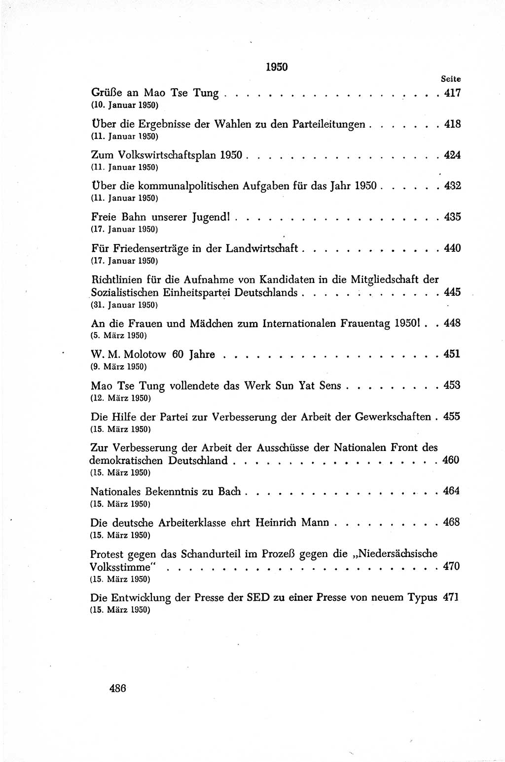 Dokumente der Sozialistischen Einheitspartei Deutschlands (SED) [Sowjetische Besatzungszone (SBZ) Deutschlands/Deutsche Demokratische Republik (DDR)] 1948-1950, Seite 486 (Dok. SED SBZ Dtl. DDR 1948-1950, S. 486)