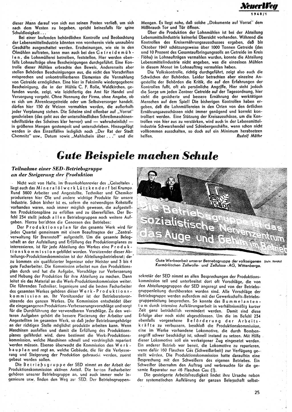 Neuer Weg (NW), Monatsschrift für aktuelle Fragen der Arbeiterbewegung [Parteivorstand (PV) Sozialistische Einheitspartei Deutschlands (SED)] 3. Jahrgang [Sowjetische Besatzungszone (SBZ) Deutschlands] 1948, Heft 1/25 (NW PV SED SBZ Dtl. 1948, H. 1/25)