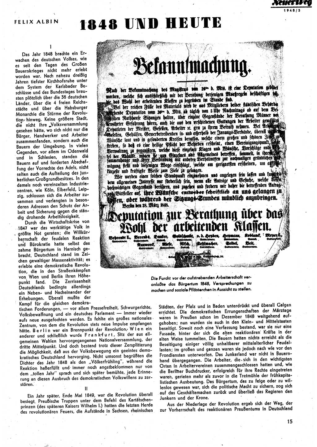Neuer Weg (NW), Monatsschrift für aktuelle Fragen der Arbeiterbewegung [Parteivorstand (PV) Sozialistische Einheitspartei Deutschlands (SED)] 3. Jahrgang [Sowjetische Besatzungszone (SBZ) Deutschlands] 1948, Heft 3/15 (NW PV SED SBZ Dtl. 1948, H. 3/15)