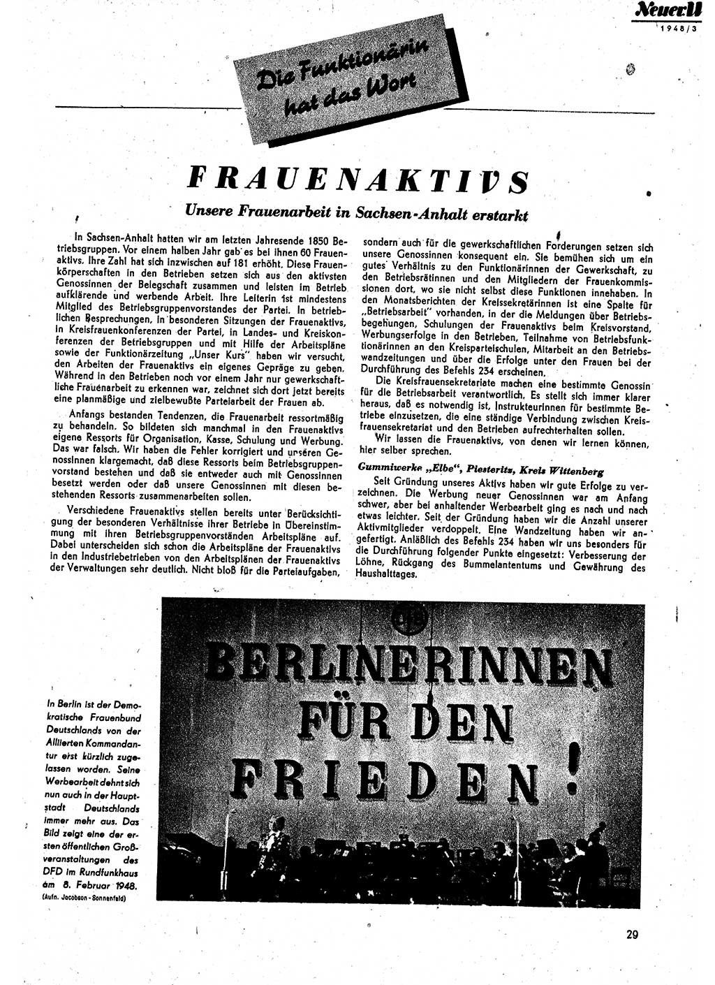 Neuer Weg (NW), Monatsschrift für aktuelle Fragen der Arbeiterbewegung [Parteivorstand (PV) Sozialistische Einheitspartei Deutschlands (SED)] 3. Jahrgang [Sowjetische Besatzungszone (SBZ) Deutschlands] 1948, Heft 3/29 (NW PV SED SBZ Dtl. 1948, H. 3/29)