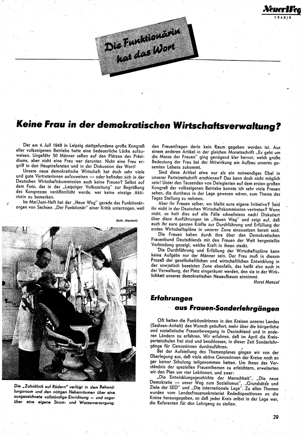 Neuer Weg (NW), Monatsschrift für aktuelle Fragen der Arbeiterbewegung [Parteivorstand (PV) Sozialistische Einheitspartei Deutschlands (SED)] 3. Jahrgang [Sowjetische Besatzungszone (SBZ) Deutschlands] 1948, Heft 8/29 (NW PV SED SBZ Dtl. 1948, H. 8/29)