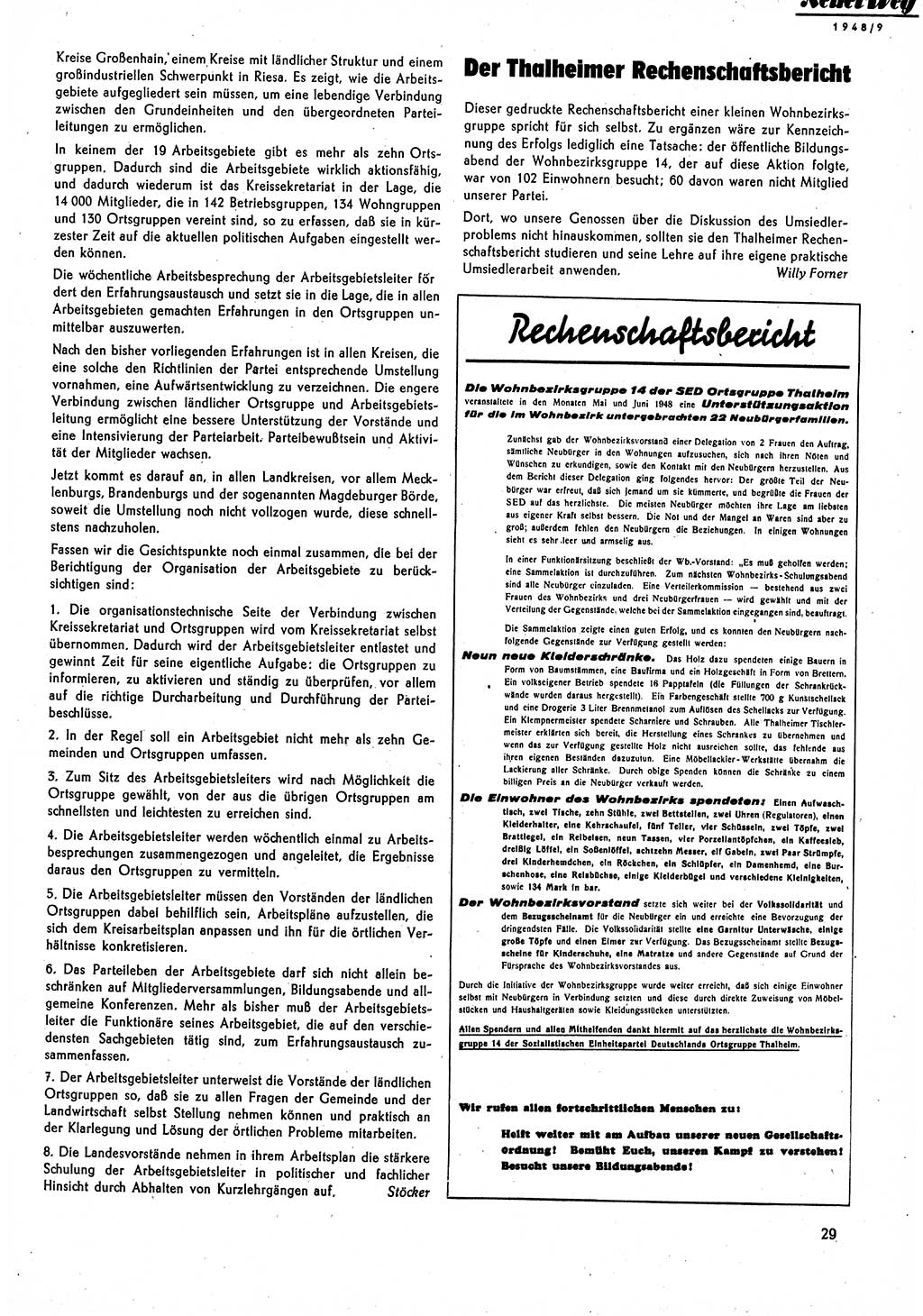 Neuer Weg (NW), Monatsschrift für aktuelle Fragen der Arbeiterbewegung [Parteivorstand (PV) Sozialistische Einheitspartei Deutschlands (SED)] 3. Jahrgang [Sowjetische Besatzungszone (SBZ) Deutschlands] 1948, Heft 9/29 (NW PV SED SBZ Dtl. 1948, H. 9/29)