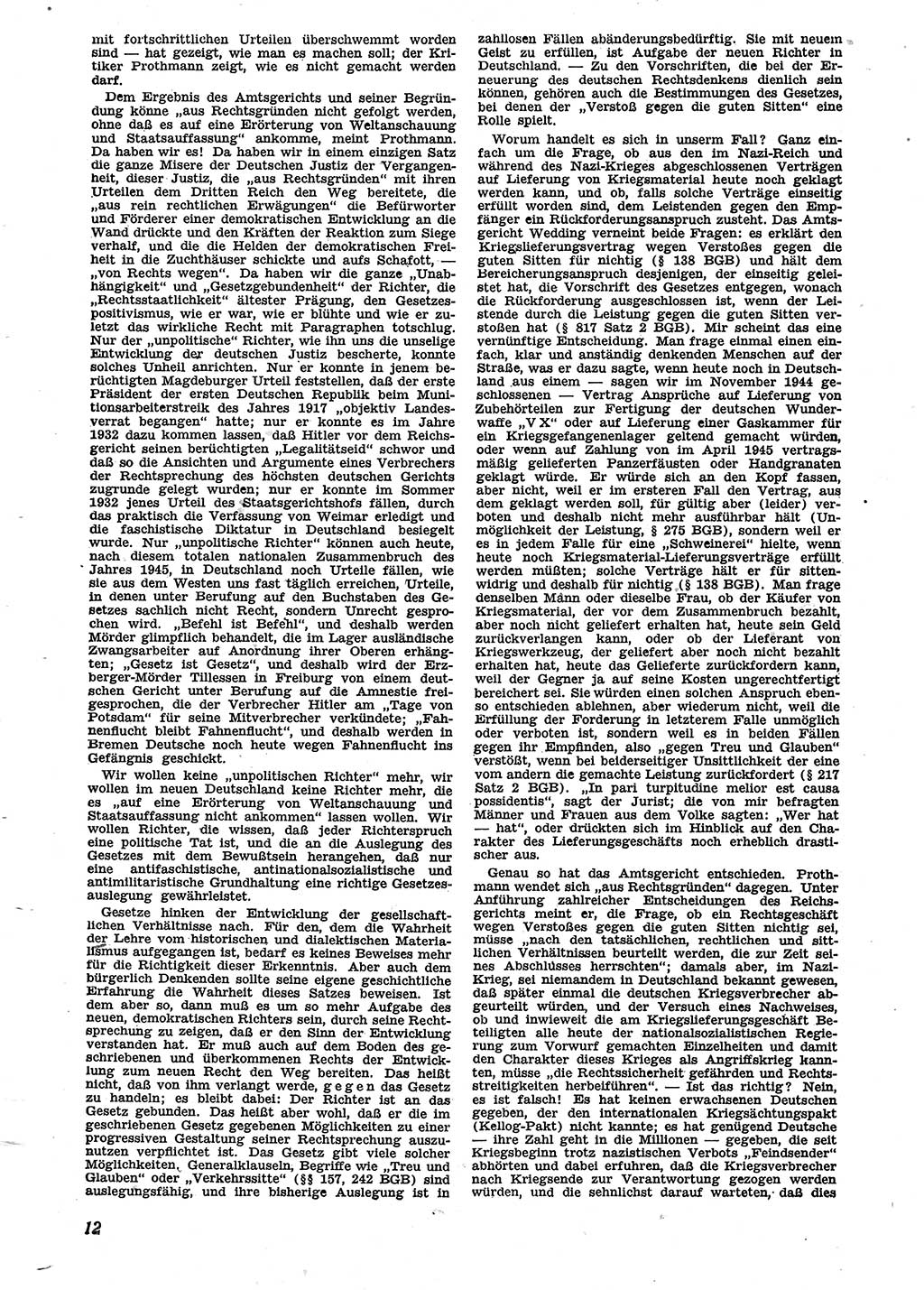 Neue Justiz (NJ), Zeitschrift für Recht und Rechtswissenschaft [Sowjetische Besatzungszone (SBZ) Deutschland], 2. Jahrgang 1948, Seite 12 (NJ SBZ Dtl. 1948, S. 12)