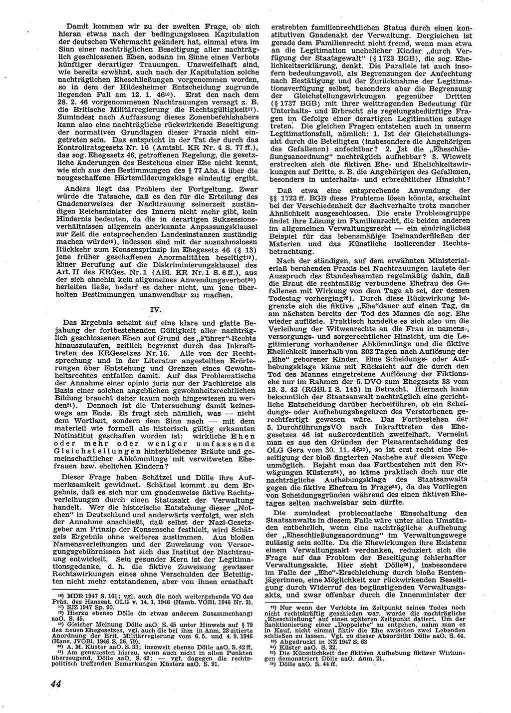 Neue Justiz (NJ), Zeitschrift für Recht und Rechtswissenschaft [Sowjetische Besatzungszone (SBZ) Deutschland], 2. Jahrgang 1948, Seite 44 (NJ SBZ Dtl. 1948, S. 44)