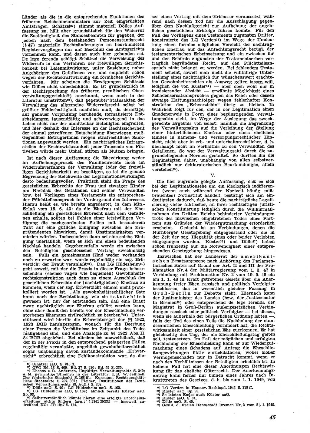 Neue Justiz (NJ), Zeitschrift für Recht und Rechtswissenschaft [Sowjetische Besatzungszone (SBZ) Deutschland], 2. Jahrgang 1948, Seite 45 (NJ SBZ Dtl. 1948, S. 45)