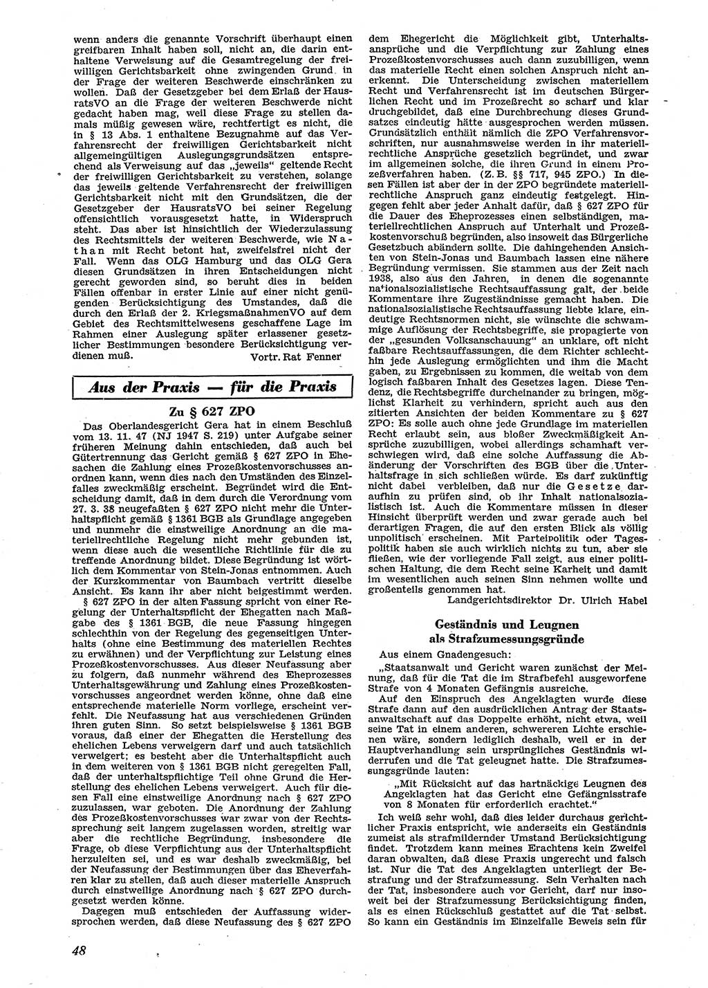 Neue Justiz (NJ), Zeitschrift für Recht und Rechtswissenschaft [Sowjetische Besatzungszone (SBZ) Deutschland], 2. Jahrgang 1948, Seite 48 (NJ SBZ Dtl. 1948, S. 48)