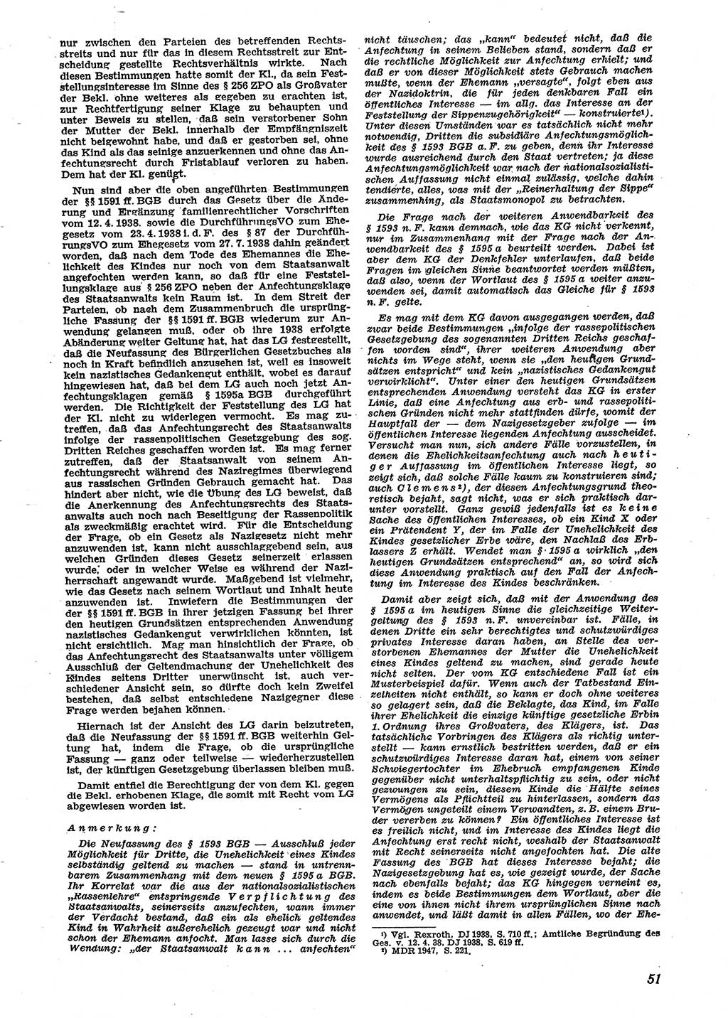 Neue Justiz (NJ), Zeitschrift für Recht und Rechtswissenschaft [Sowjetische Besatzungszone (SBZ) Deutschland], 2. Jahrgang 1948, Seite 51 (NJ SBZ Dtl. 1948, S. 51)