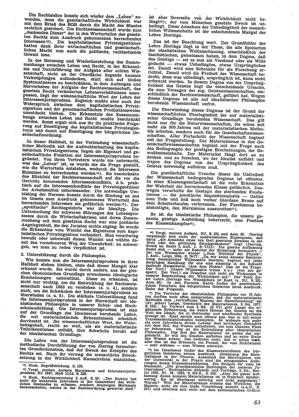 Neue Justiz (NJ), Zeitschrift für Recht und Rechtswissenschaft [Sowjetische Besatzungszone (SBZ) Deutschland], 2. Jahrgang 1948, Seite 63 (NJ SBZ Dtl. 1948, S. 63)
