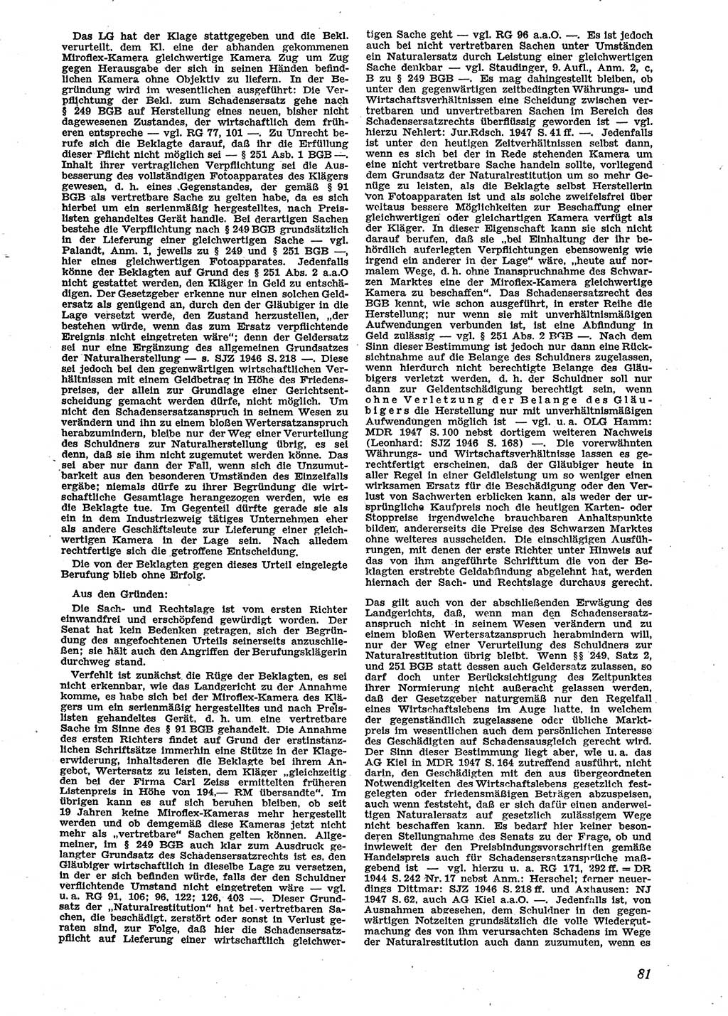 Neue Justiz (NJ), Zeitschrift für Recht und Rechtswissenschaft [Sowjetische Besatzungszone (SBZ) Deutschland], 2. Jahrgang 1948, Seite 81 (NJ SBZ Dtl. 1948, S. 81)